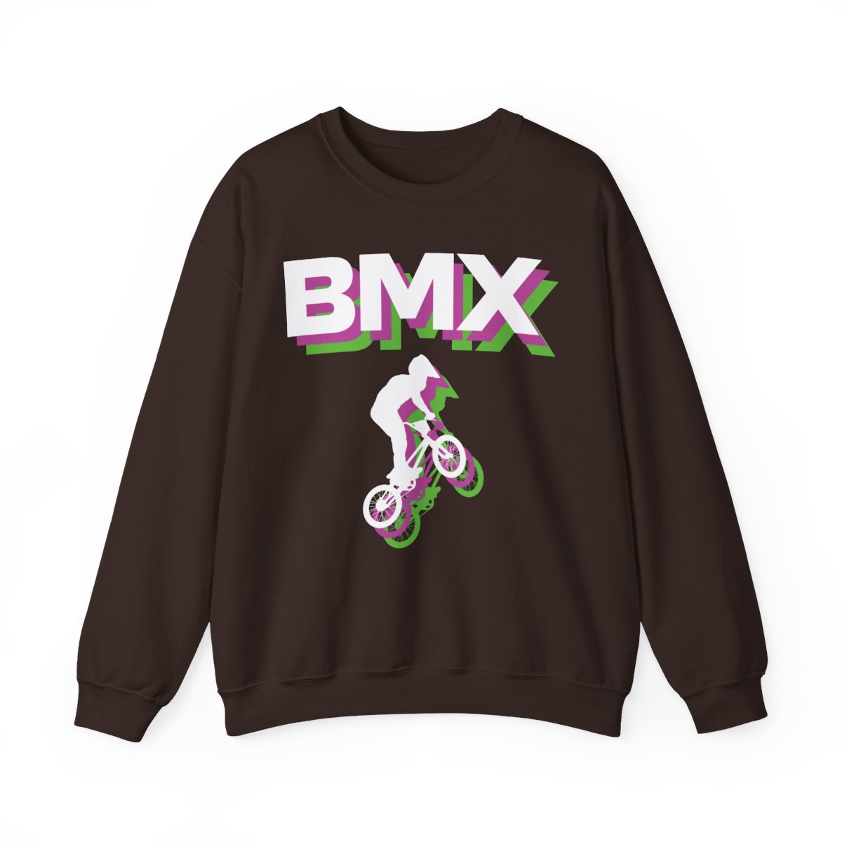 BMX Crewneck Sweatshirt - Retro 3D BMX Rider Graphic